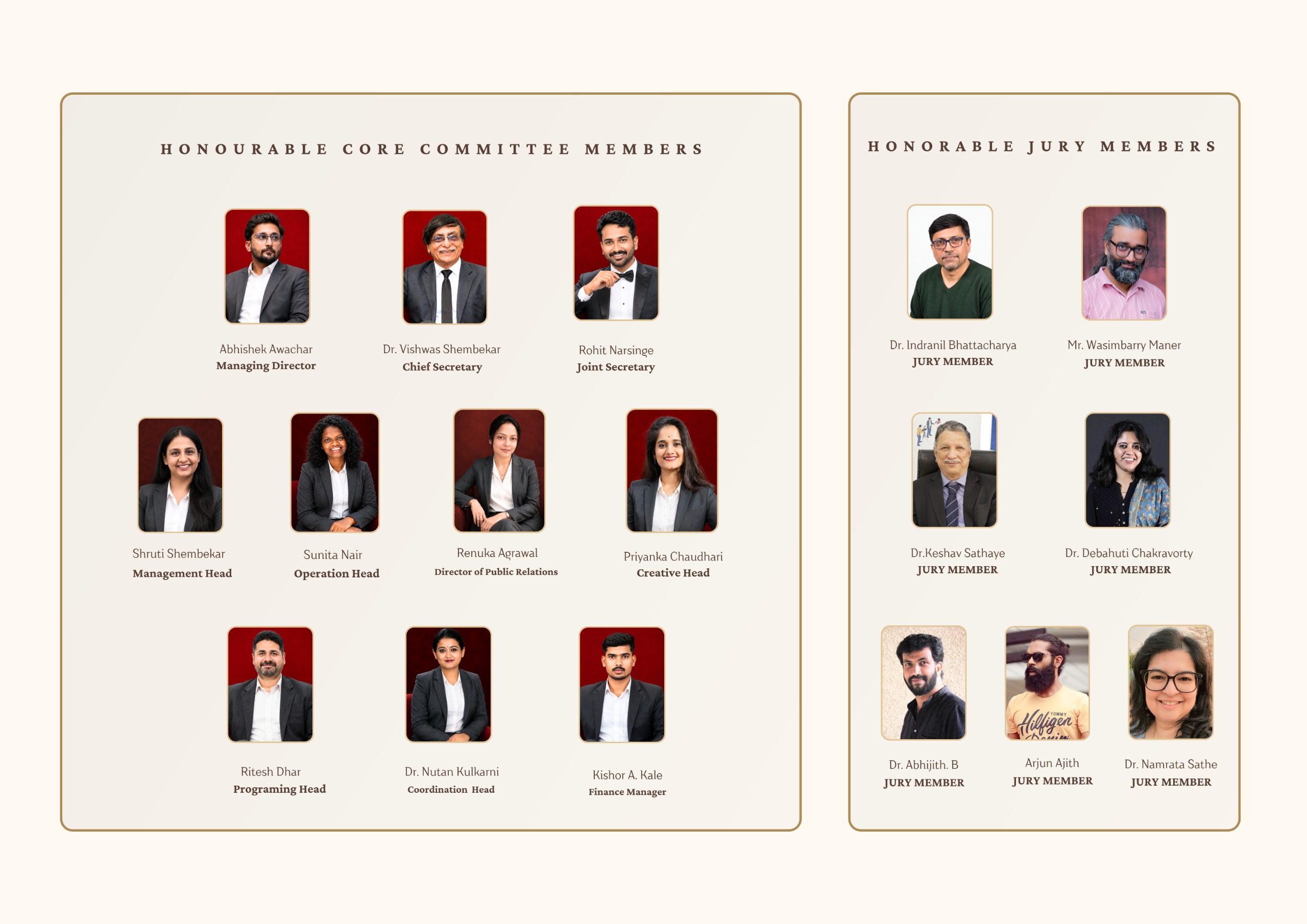 Honourable core committee and jury members of the Mumba Film Festival